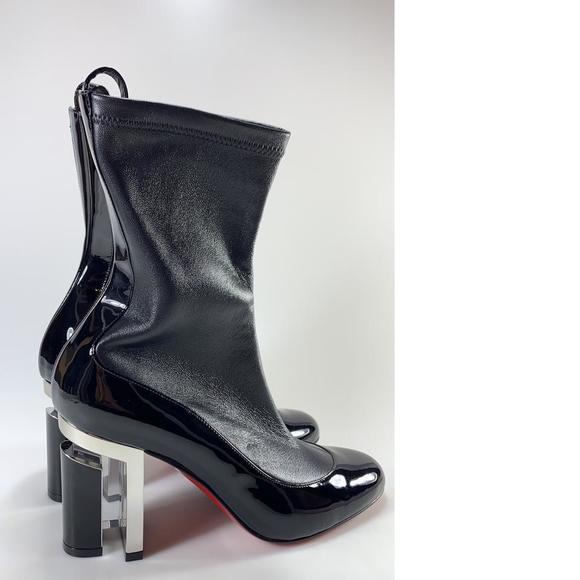 Bootnik 85mm Black Stretch Leather Sock Booties Boots D740